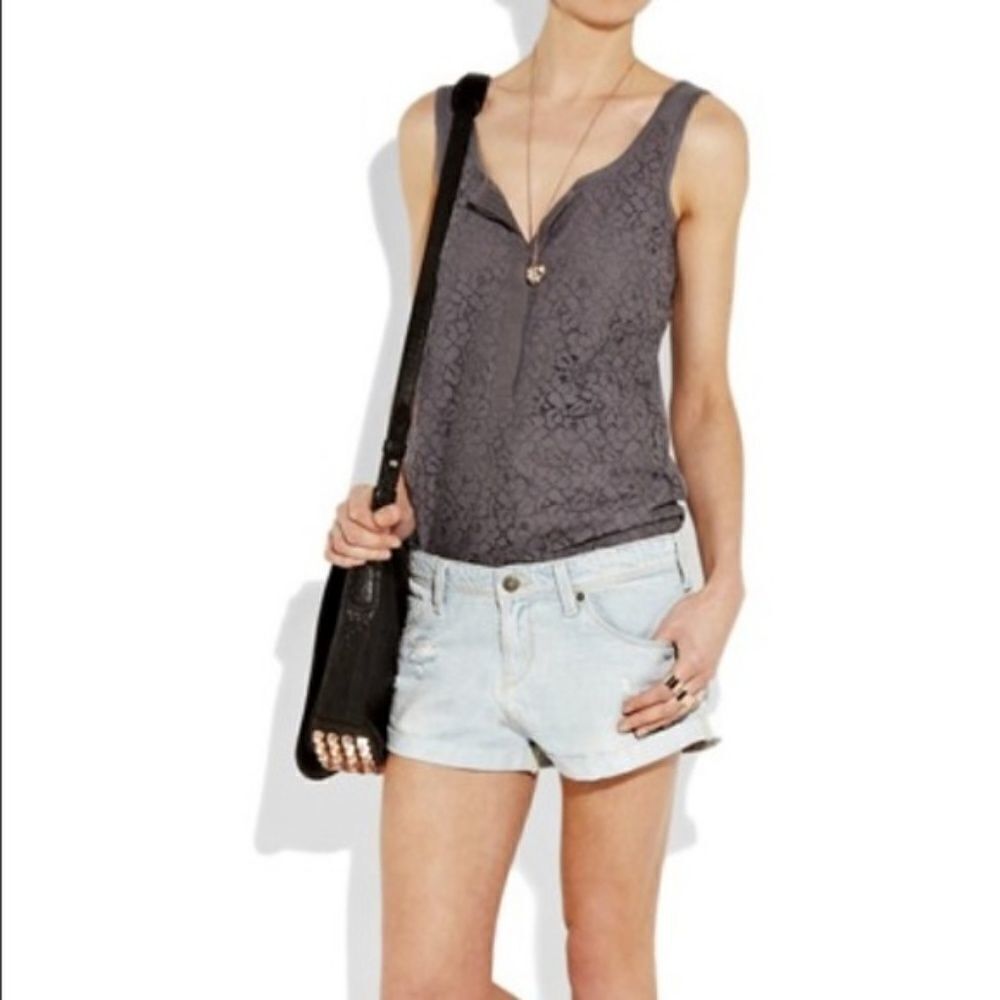 J. Crew Gray Floral Lace Front Tank Top (S)